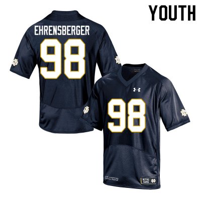 Notre Dame Fighting Irish Youth Alexander Ehrensberger #98 Navy Under Armour Authentic Stitched College NCAA Football Jersey GWS1399RR